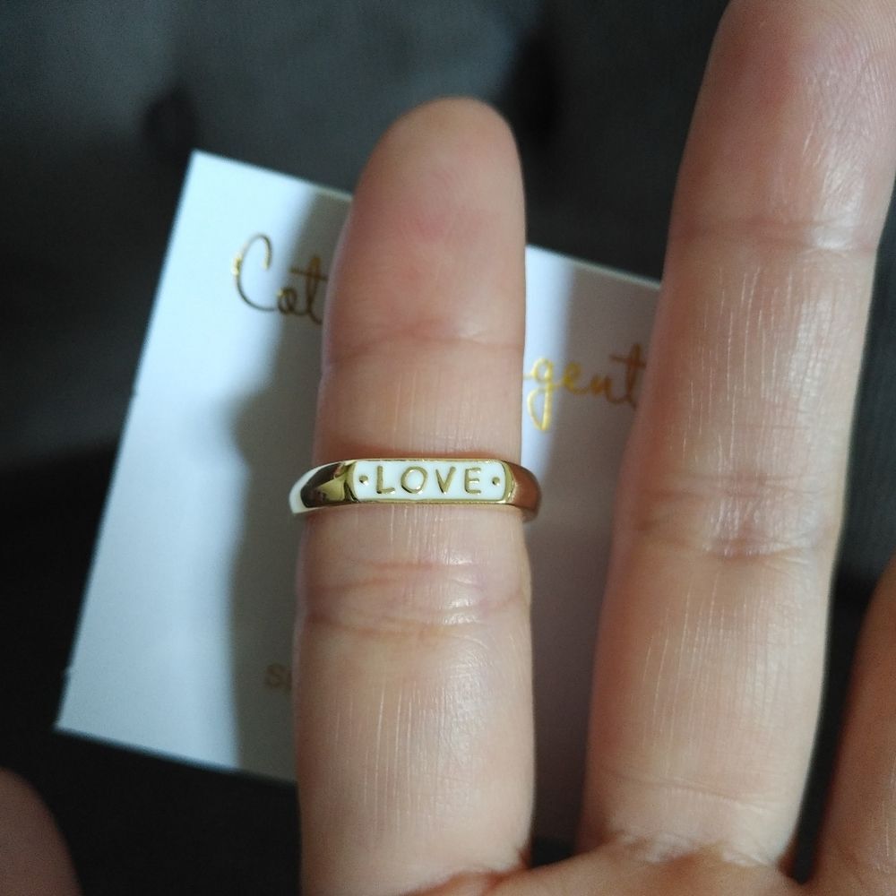 Cote d'Argent White Enamel "LOVE"❤️ Ring Sz 6 - Picture 2 of 16